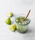 Chia seed drink with limes