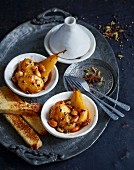 Spiced apples and pears with orange blossom brioche (North Africa)