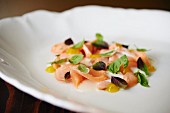 Poached salmon with basil