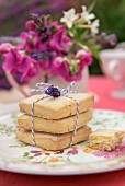 Lavender shortbread on a summer table outside