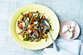 Carrot & sage pasta with goats' cream cheese