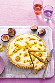 Peach and passionfruit frozen cheesecake