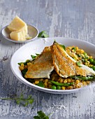 Seabream fillet with a carrot and wheat risotto