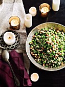 Tabbouleh of spring beans, seeds and nuts
