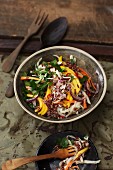 Red rice salad with mango and cream cheese dressing