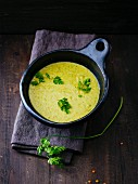 Green pea soup with wild garlic