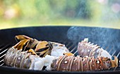 Langoustine tails on a barbecue