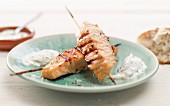 Grilled salmon steak with yoghurt sauce