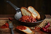 Nduja (spicy salami spread, Italy) with grilled bread