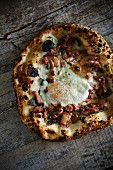 Pizza with Pancetta and a fried egg