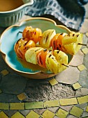 Grilled fruit skewers with butterscotch