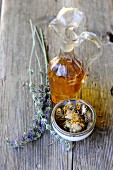 Lavender oil and dried medicinal herbs