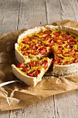 Vegan tomato quiche with a silken tofu topping