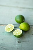 Limes, whole and halved