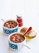 Bowl of Minestrone Soup with Bread