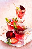 Detox drinks with strawberries and beetroot