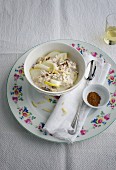Bircher muesli with pears and flax seeds