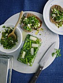 Asparagus and herb in aspic and on wholemeal bread