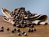 Guarana seeds on a jute sack