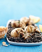 Grilled sepia with black rice