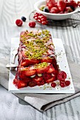 Red berry terrine with pistachios