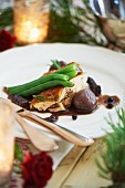Turkey breast with green beans served at Christmas