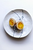 A soft-boiled egg on a plate (Japan)