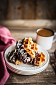 Belgian waffles with chocolate
