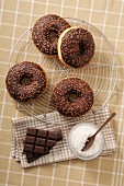 Chocolate-glazed doughnuts