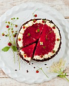 Wild strawberry and elderflower cake