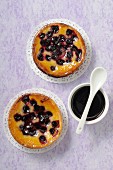 Amandine tartlets with blueberries and blackcurrants