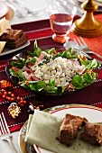 Celeriac and potato salad with ham and lambs lettuce