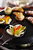 Raclette with vegetables and mushrooms