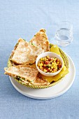 Salmon-filled tortillas with a sweetcorn salad