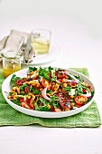Chorizo, squid and chickpea salads