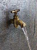 Cold water flowing from a tap