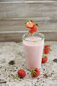 A rhubarb and strawberry smoothie