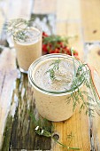 Tomato and cucumber smoothies with dill
