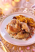 Spring chicken with star anise and tagliatelle (Christmas)