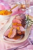 Roasted duck breast with apricots for Christmas