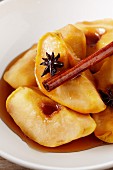Poached quinces with cinnamon and star anise