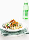 Pasta with pumpkin, spinach and goat s cheese