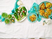 Green Olive Gazpacho, Waldorf Salad, Tarragon Turkey and Asparagus Crepes
