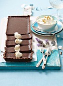 Lavender chocolate tart and honeycomb cream