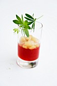 Strawberry jelly with woodruff and rhubarb