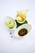 Apricot and cream cheese samosas with a herb honey and lime sorbet