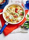 Risotto Caprese (Risotto mit Tomaten und Mozarella)