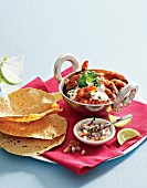 Prawn curry with poppadoms