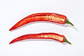 Two halves of red chillis