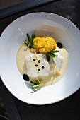 Cod with saffron cauliflower and salted lemons from 'eins44', Berlin, Germany